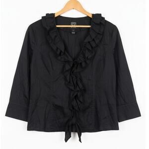 Clara Sunwoo Women's L Goth Whimsigoth Witchy Y2K Grunge‎ Ruffle Zip Up Blouse